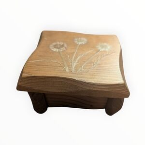 Wooden Trinket Box with Pressed Floral Design